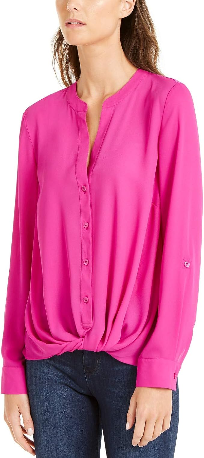 i-n-c 前扭纽扣上衣 洋红色 火焰 xl